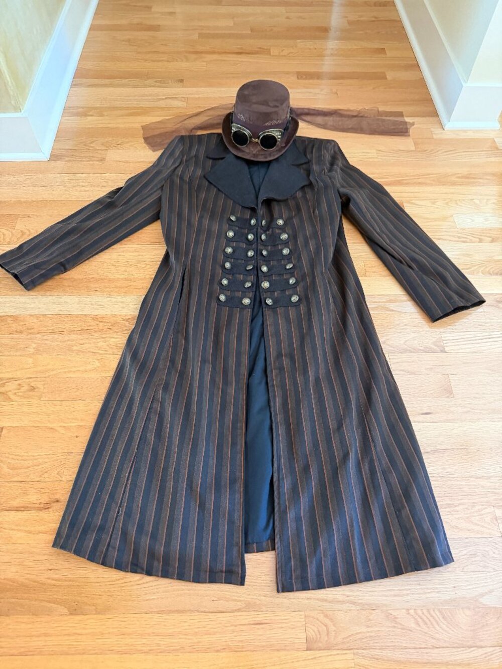 Steampunk Coat, Hat, & Glasses or Willy Wonka Spirit Halloween Costume Adult XL